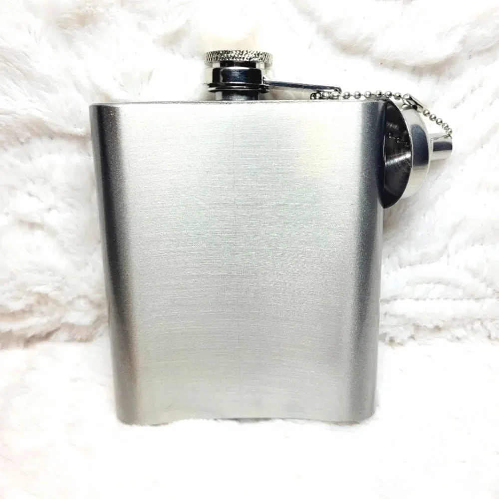 Have Yourself A Merry Little Cocktail SS Flask Screw Top Funnel 7 Ounce OOS